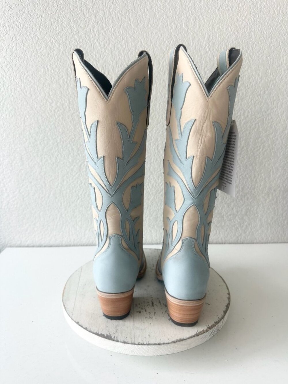 Lane JOLENE Cowboy Boots Blueberry Buttermilk Suede Leather Tall Snip Toe Sz 8 - Picture 3 of 13